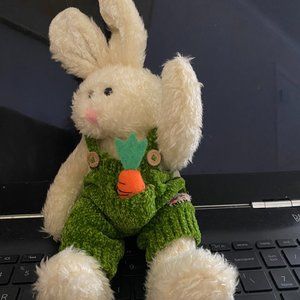 VTG Berkeley Design 10" Jointed Stuffed Plush Rabbit Bunny w. Knitted Sweater.